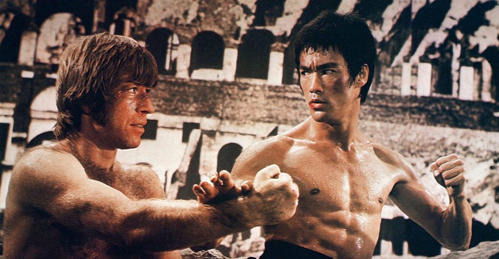 Chuck Norris and Bruce Lee in The Way of the Dragon (1972)
